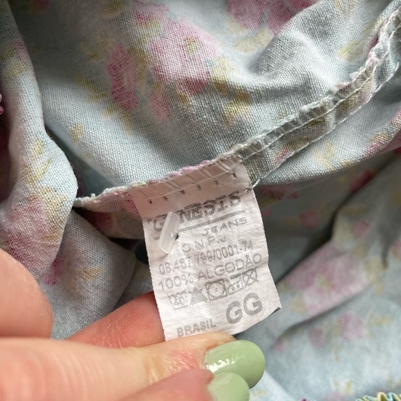 VINTAGE cotton floral pockets elastic waist shorts - Picture 4 of 6